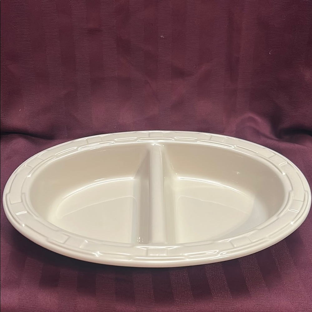 Longaberger Ivory Divided Serving Dish
